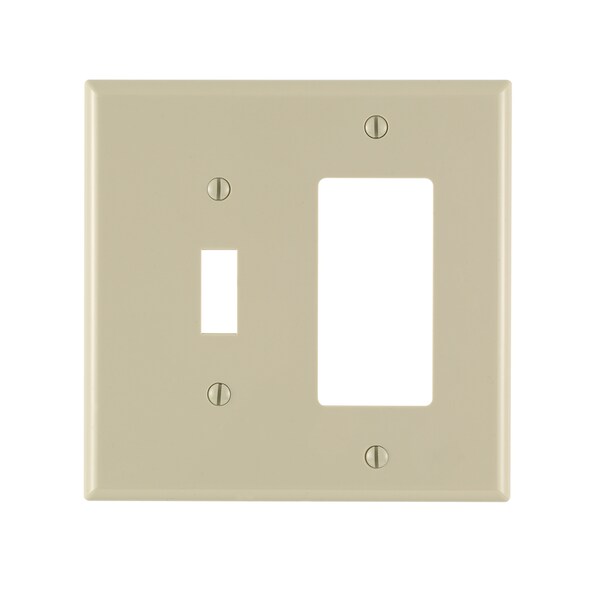 Leviton Leviton Midway Ivory 2 gang Thermoplastic Nylon Decorator/Toggle Wall Plate 1 pk 001-PJ126-00I - main